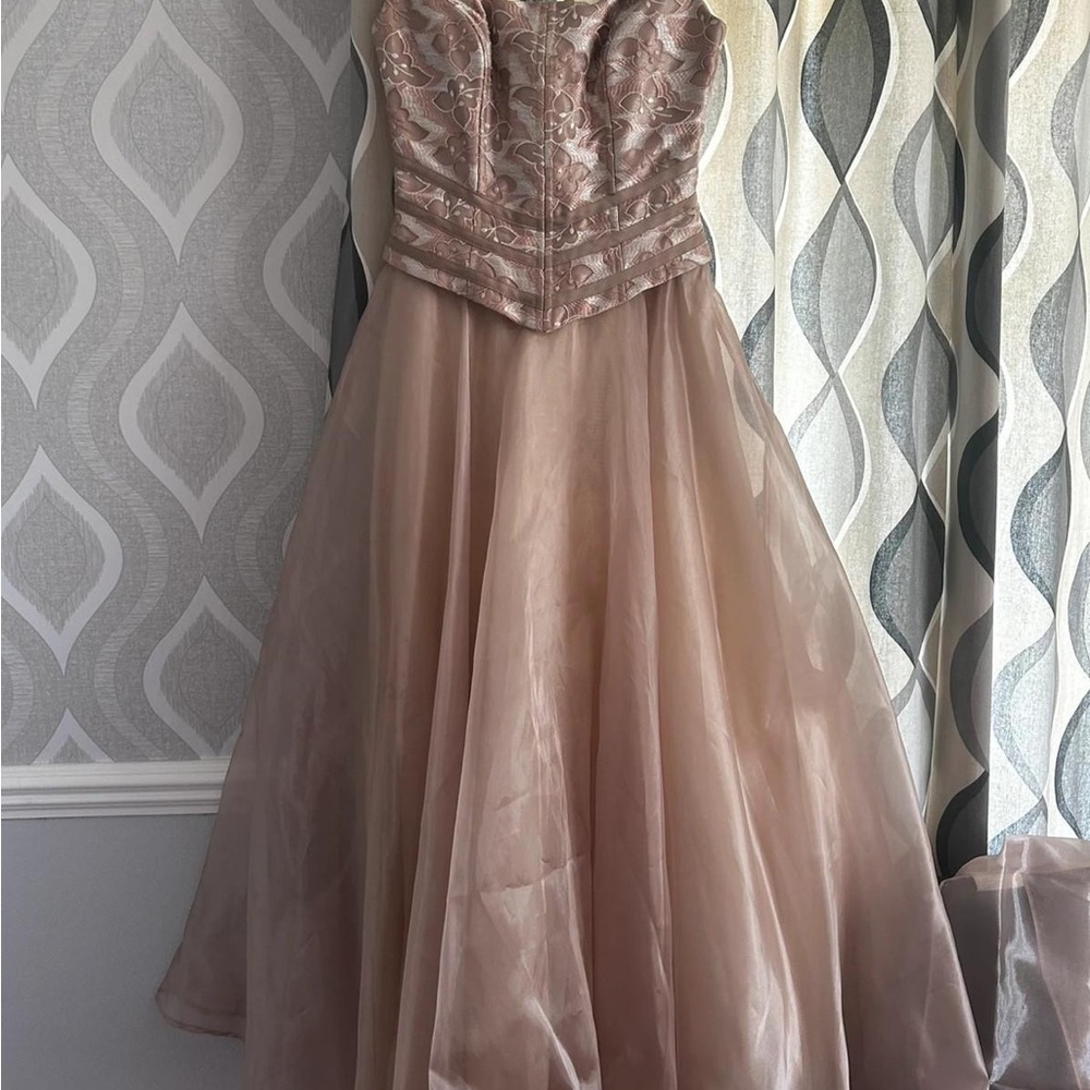 Strapless Lace Evening Dress in Cream